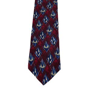 Nicklaus Red & Blue Golf Theme Clubs & Tees 100% Silk Mens Tie Necktie